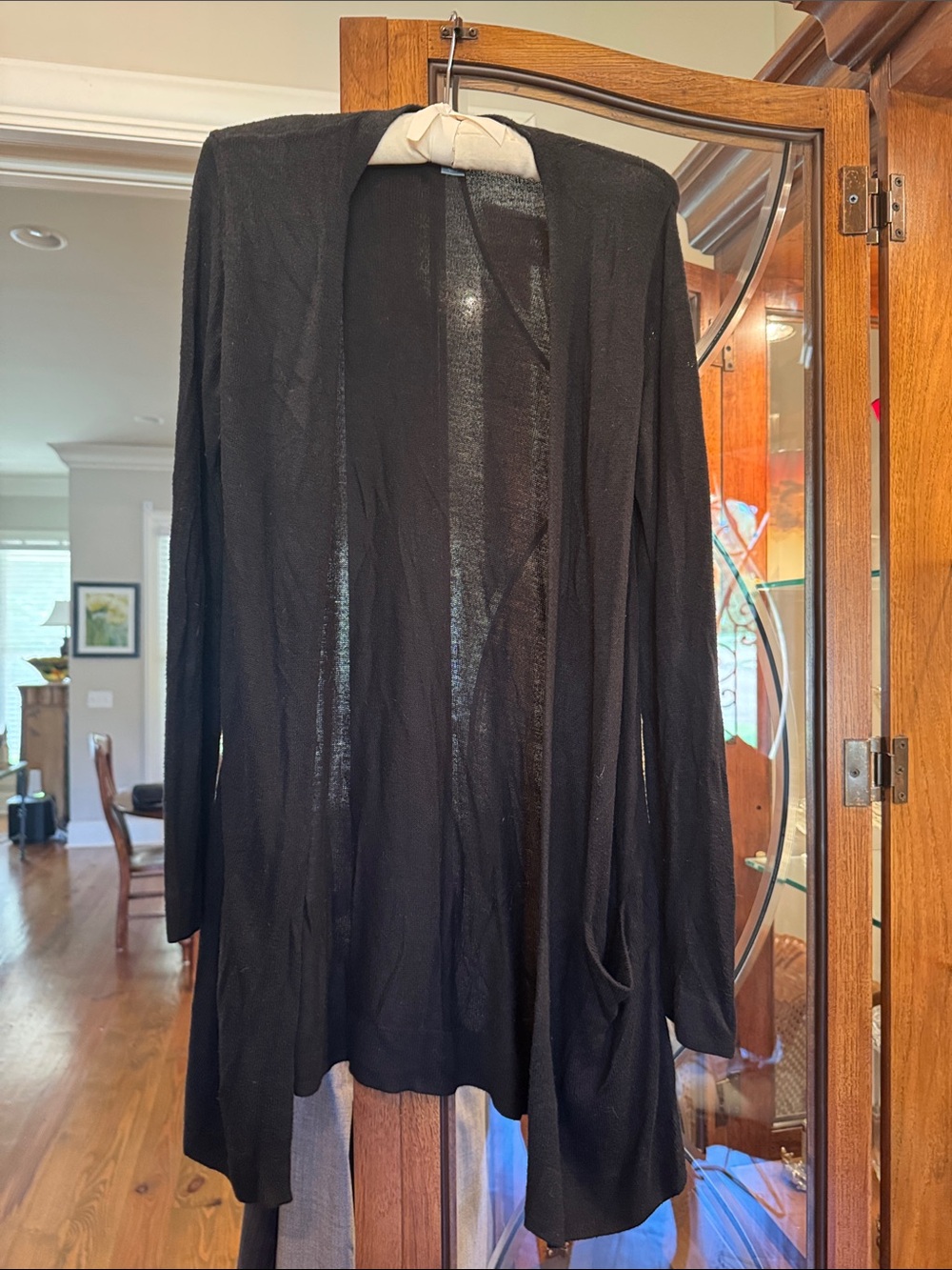 Black Open-Front Women's Cardigan Sweater